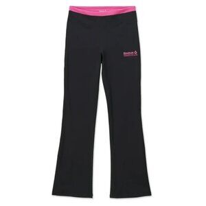 Reebok Girls Flare Leggings Size M (7/8) Black and Pink - Preloved Excellent